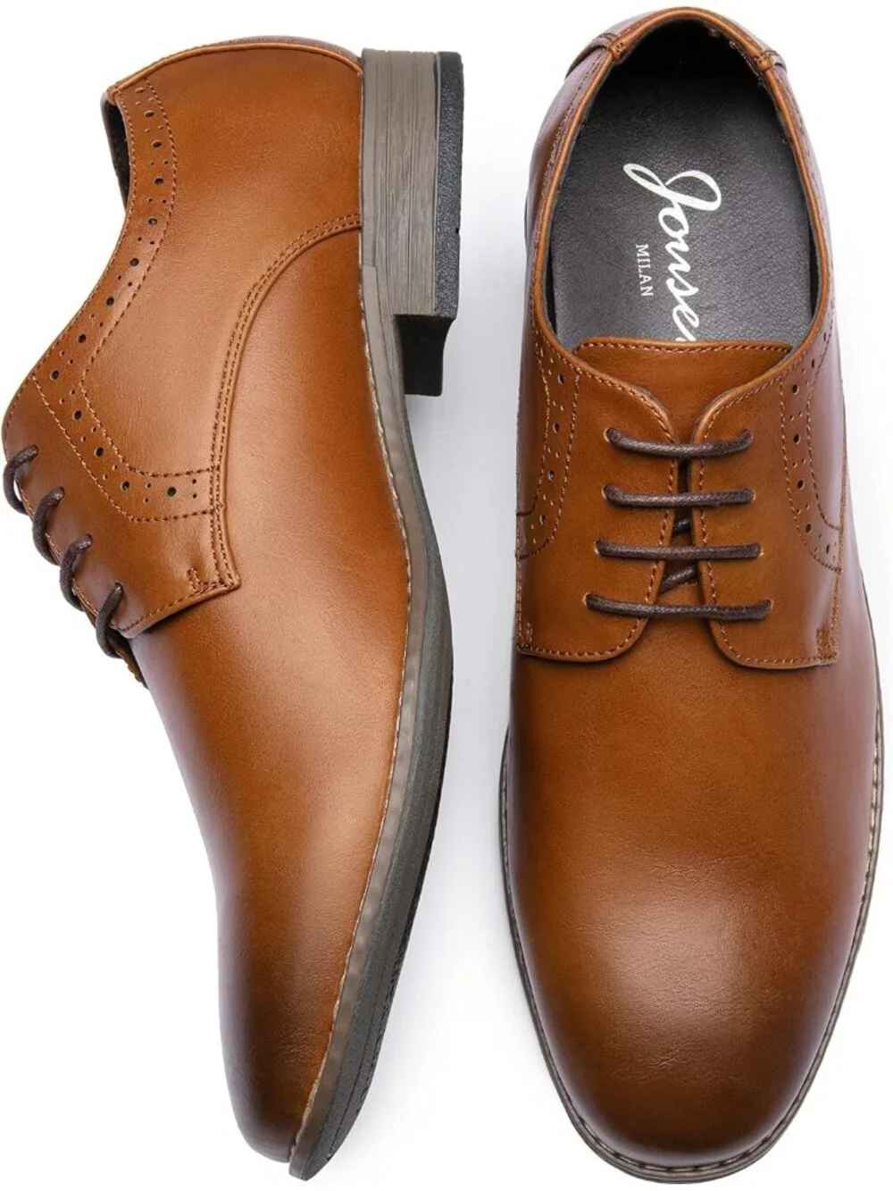 Men's Yellow Brown Leather Formal Non Slip Wedding Oxford Derby Dress Shoes